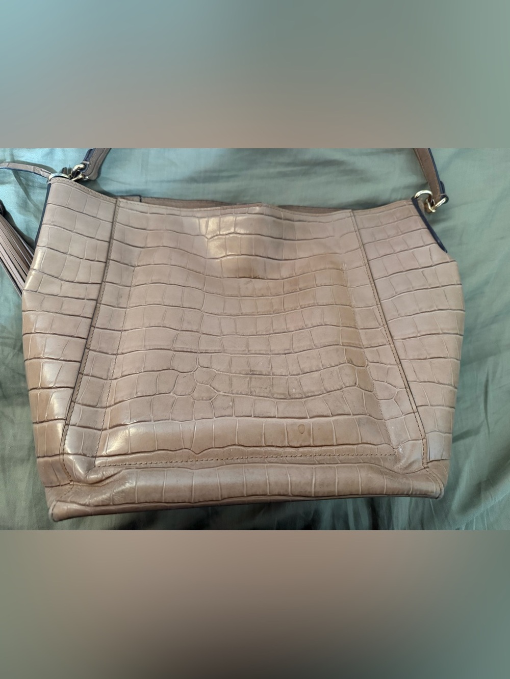 Lauren Ralph Lauren Croc-Embossed Bucket Bag – Tan/Camel - Picture 8 of 16